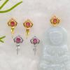 Sterling Silver S925 Buddha Head Pendant Clasp Necklace Accessory