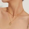 Fashion Cross Disc Trend Necklace, Double-layer Temperament Personality Item