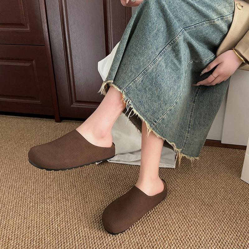 New Classic Women's Leopard Closed Toe Cork Flats Slippers Ladies Leopard Cork Slippers Camo Mule Clogs Shoes  Zapatos De Mujer