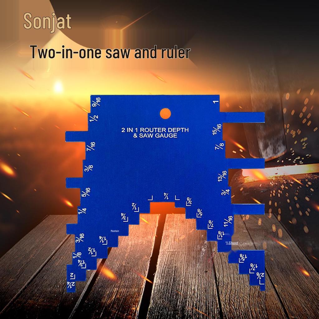 Aluminiumlegierung Holzbearbeitungslineal & Höhenlehre, Zoll-Zapfenlehre, Zwei-in-Eins für Gravier- & Kreissägemaschinen