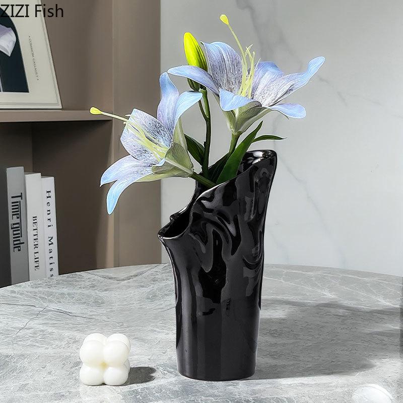 Creative Modern Ceramic Vase Floral Plant Pot Table Decoration Flowers Arrangement Artificial Flower Vases Room Aesthetic Decor