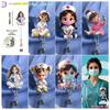 2D Flat Acrylic Cartoon Nurse & Doctor Card Holder, Retractable Badge Reel, Hospital ID Badge & Chest Pin for Doctors & Nurses