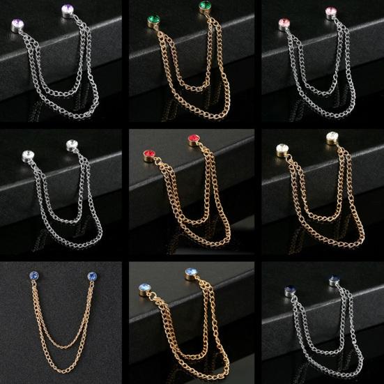 Pánský odznak Špendlík drahokamu Dekor Dvojité řetízky Protiskluzové Oblékání Leštěný kabát Límec Špendlík Kabát Brož Oblečení pro dospělé Klobouky Tašky Šperky