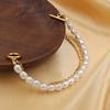 Niche Design Titanium Steel Jewelry Does Not Fade, Fashionable Light Luxury Double-Layer Ot Buckle Pearl Bracelet Women
