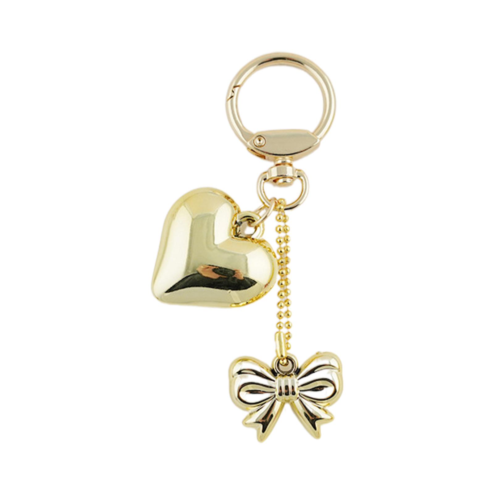 

Прекрасный брелок-подвеска в форме сердца Маленькое украшение для ключей Легкий брелок Шарм Бантик Подвеска для ключей Металлический материал золотой