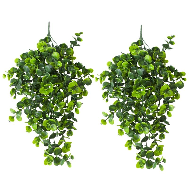2 Stück Simulationspflanzen Plastik Eukalyptus Ranke Heimdeko Künstliche Wandbehang Eukalyptus Grüne Pflanze Hochzeitsdekoration