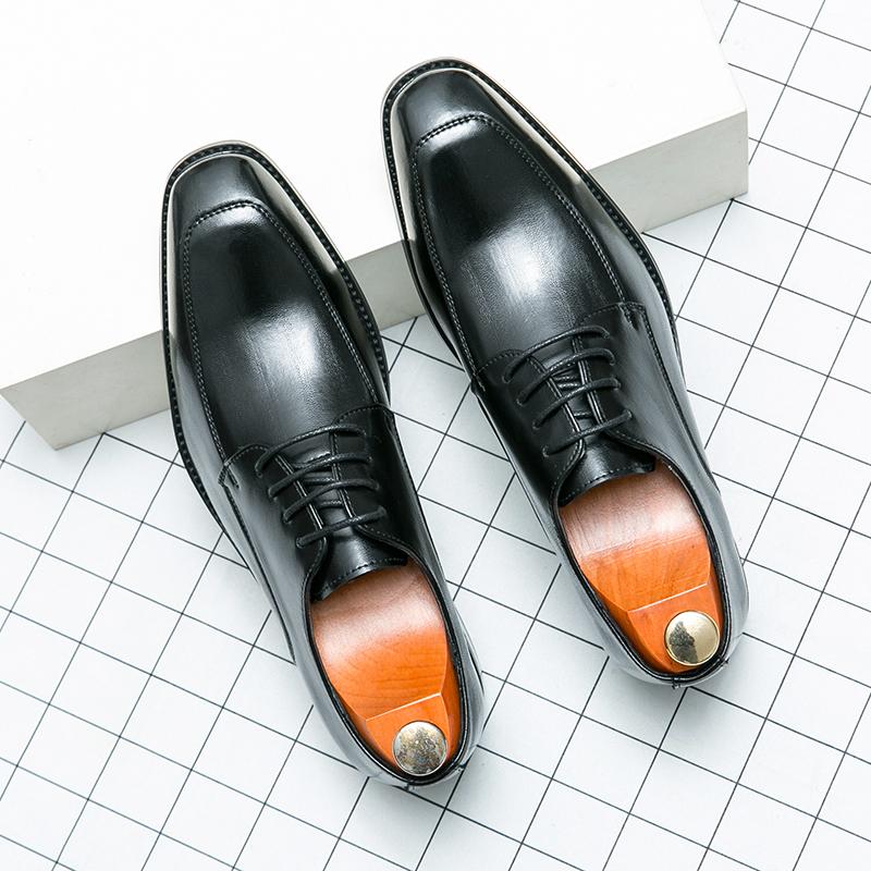 Fashion Men's Casual Oxford Shoes men Black Dress Wedding Shoes Luxury Pointed Toe Office Fashion Derby Shoes Business Leather Shoes