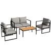 Outdoor Garden Furniture Set, 4 Piece Patio Furniture with Slatted Table, Indoor Outdoor Balcony Patio Conservatory Set