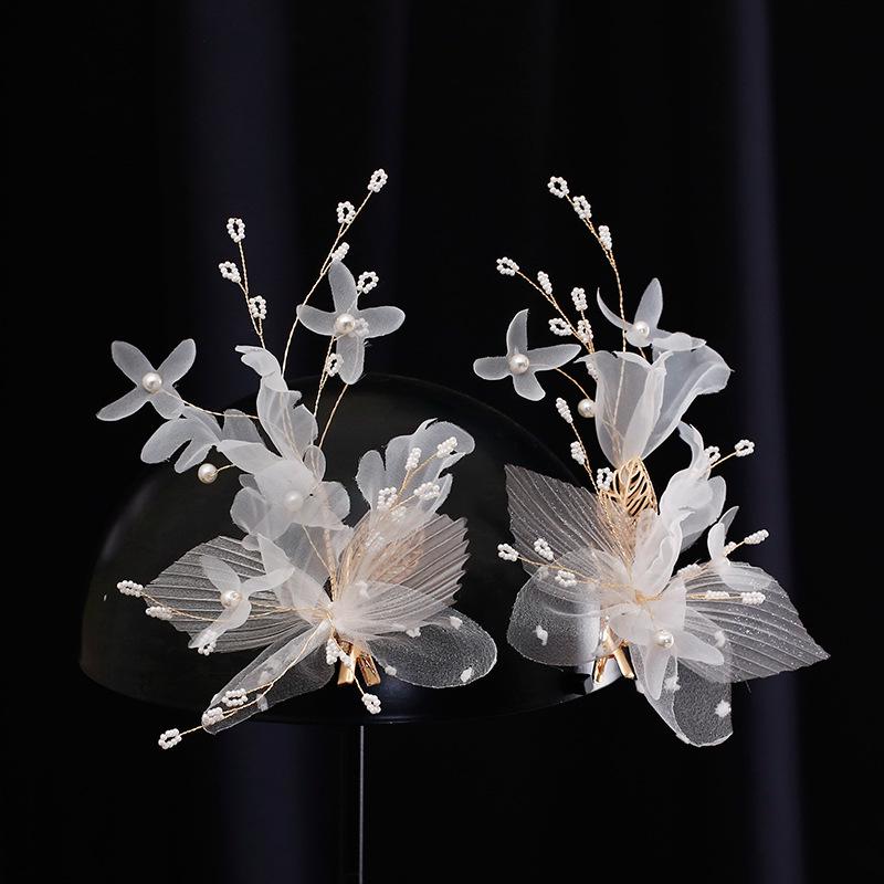 

Korean & Japanese Bridal Mori-Style Silk Gauze Hair Clip - Floral Wedding Dress Accessory