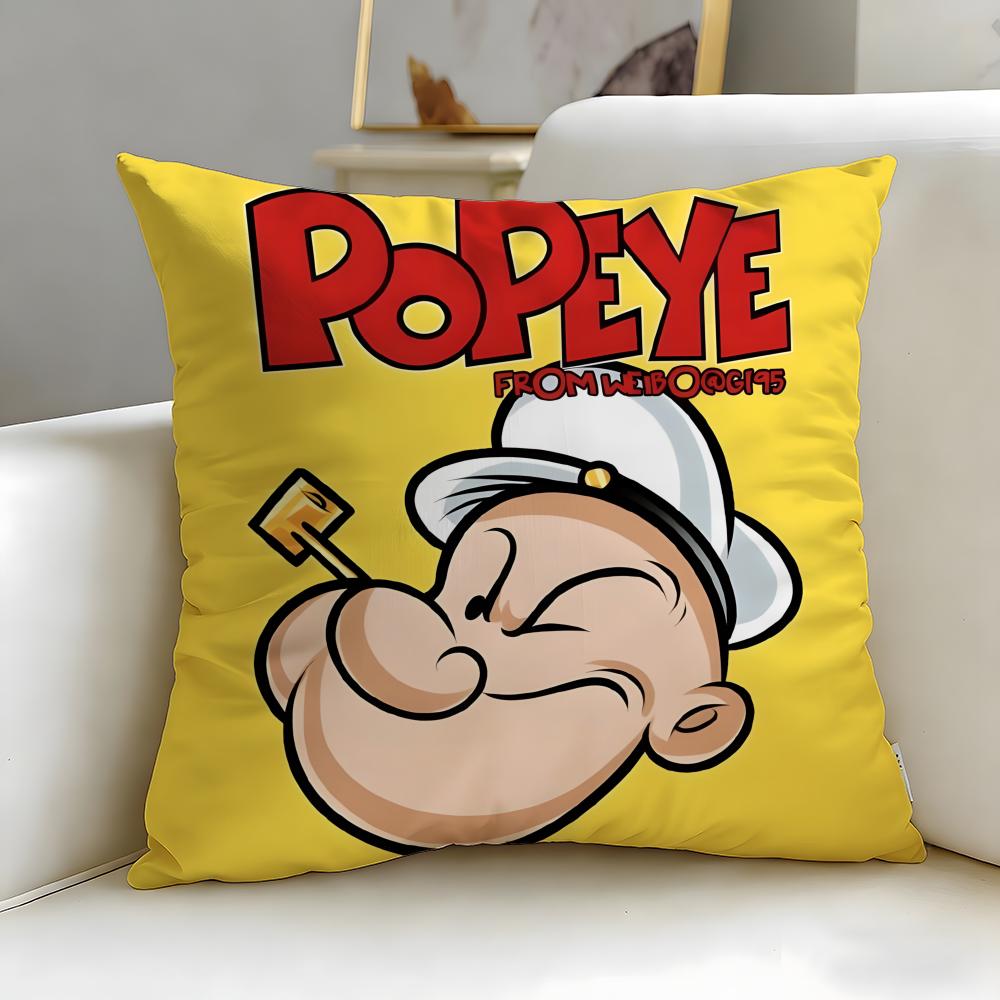 Classic Cartoon Popeye the Sailor Cushion Cover Soft  EasyWash Pillow Case  Versatile for Couch Bed Travel and Office