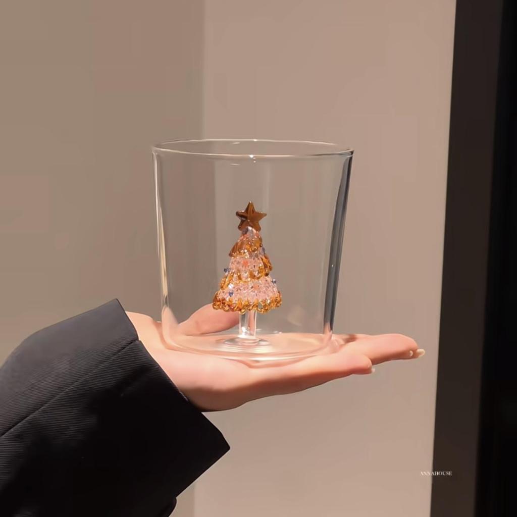 Tazza da Latte in Vetro Creativa 3D Albero di Natale Resistente al Calore