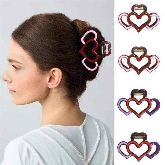 Heart-Shaped Hair Claw Non-slip Teeth Hollow Design Hairpin Large Size Back Head Shower Hair Claw Hair Styling Accessory