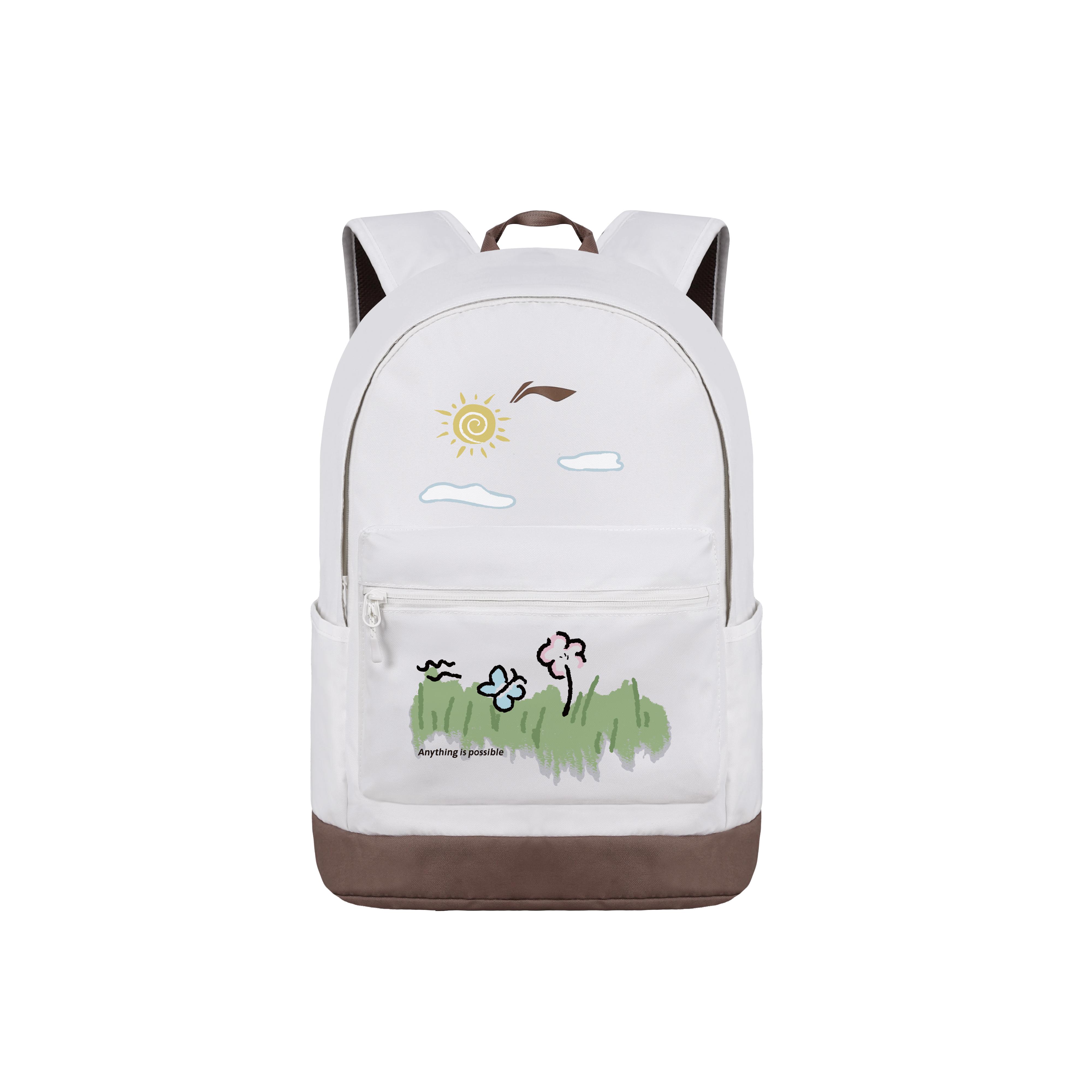 Li Ning Polyester Backpack Unisex Ecru ABSQ564-52