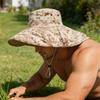 (M, Khaki) Men Sun Hat, Camouflage Wide Brim Bucket Hat Sun Protection Hat Summer Cap for Outdoor Camping