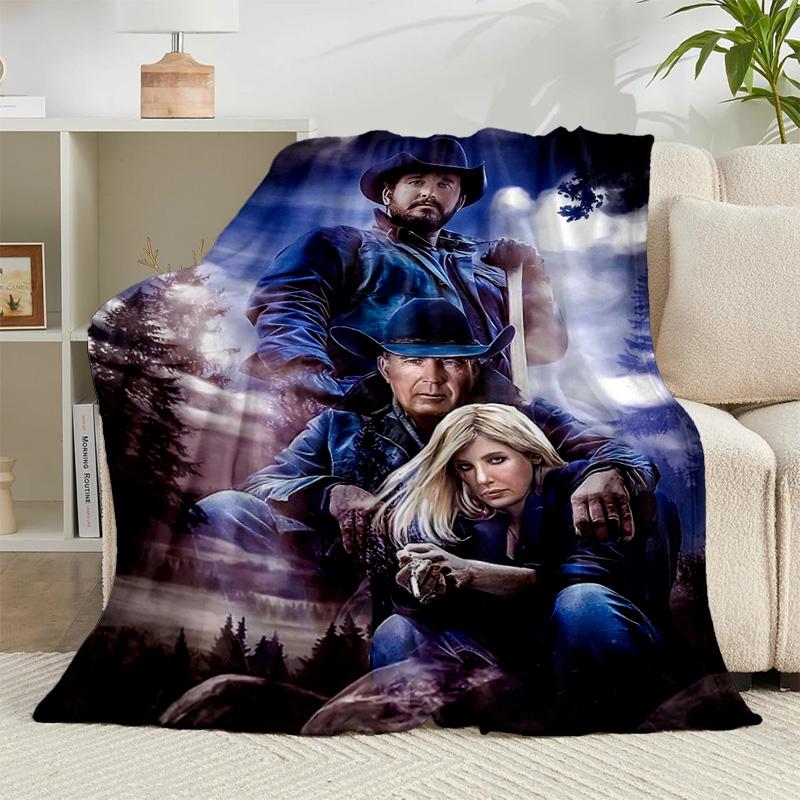 1PC Western Adventure Romance Flannel Blanket Gift, Suitable for Both Men And Women, Soft Ideal for Beds And Sofa, Birthday Or Christmas Gift
