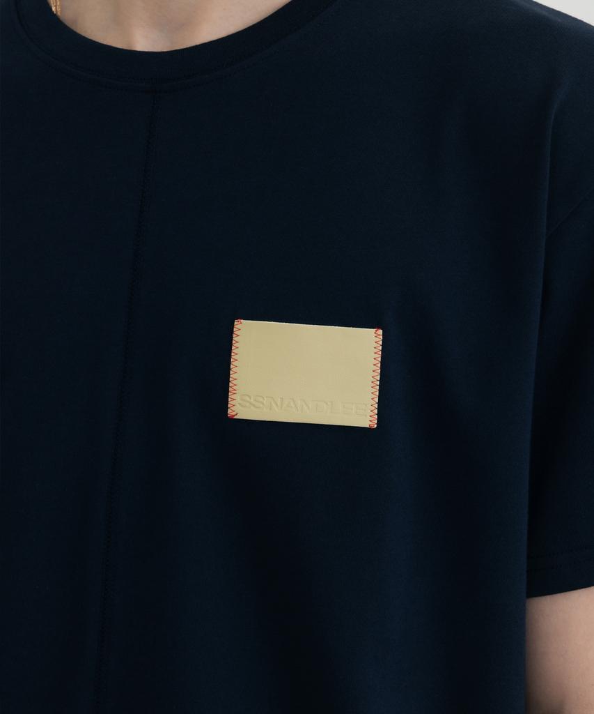 SSIN AND LEE Essential Lemon Leather T-Shirt Navy