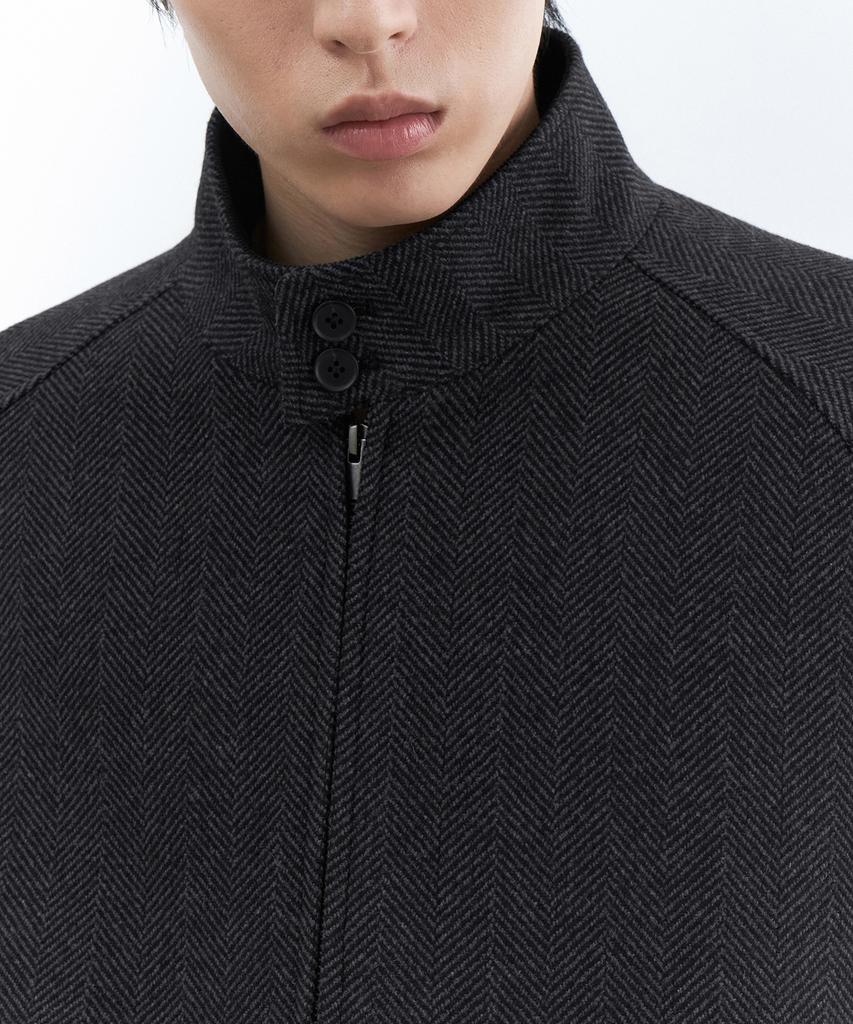 Musinsa Standard Wool Blend Herringbone Harrington Jacket [Dark Grey]