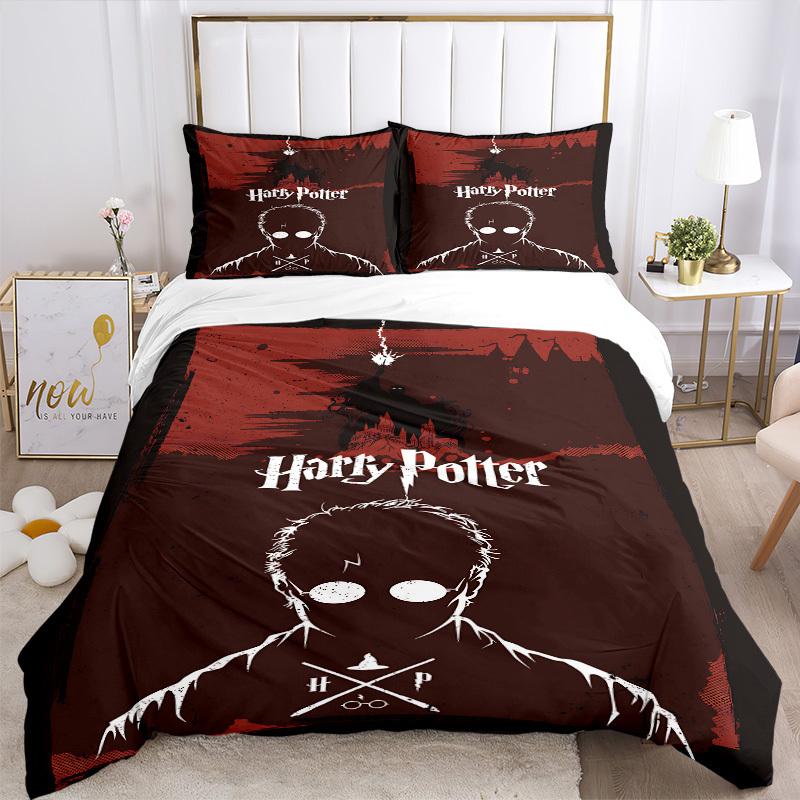 3pcs bedding set Harry Potter Includes 1 Comforter + 2 Pillowcases, Without Pillow Inserts, Soft Comfortable, Lightweight Breathable, Printe