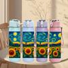 1PC Van Gogh Sunflower Starry Night 750ml Color Plastic Sports Water Bottle Leakproof Flip Straw Lid Suitable for Sports Office Home Use