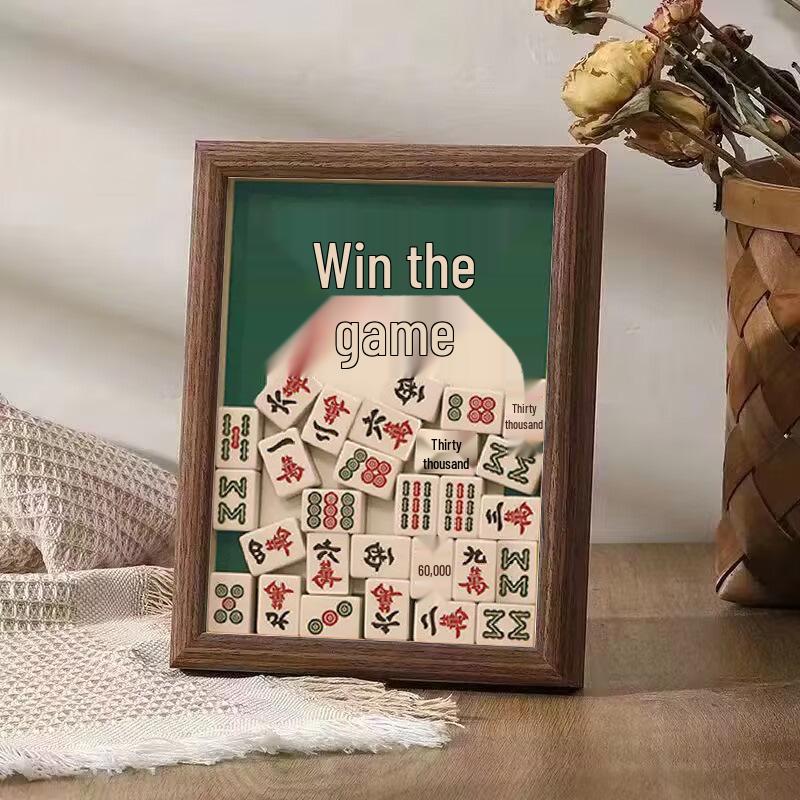 Mahjong Photo Frame: Handmade Solid Wood Gift for Mom - Perfect for Mother s Day, Father s Day, or Birthdays Walnut 6-inch [Without Mahjong]