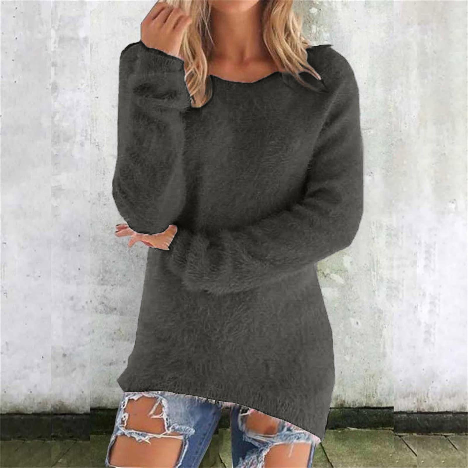 

Осенне-зимняя мода однотонные женские свитера с длинным рукавом S