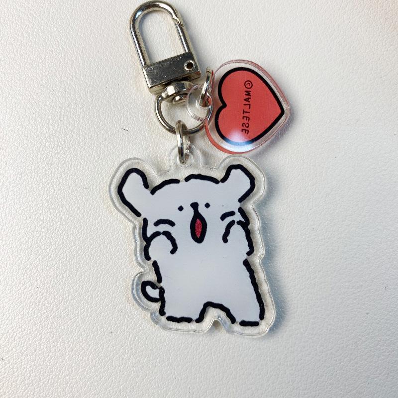 Roztomilý kreslený akrylový přívěsek pro štěně pejska Zábavný kreslený roztomilý přívěsek na školní tašku Příslušenství Malý dárek