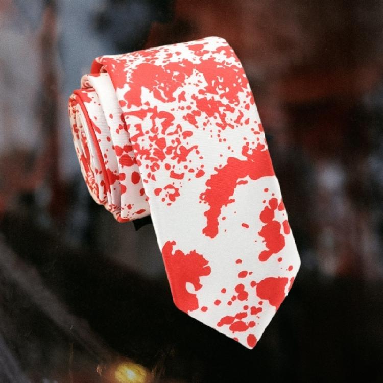 Halloween Punk Theme Necktie with Scary Theme Pattern Cosplay Event Costume Accessory Neckwear for Suit And Party Wear