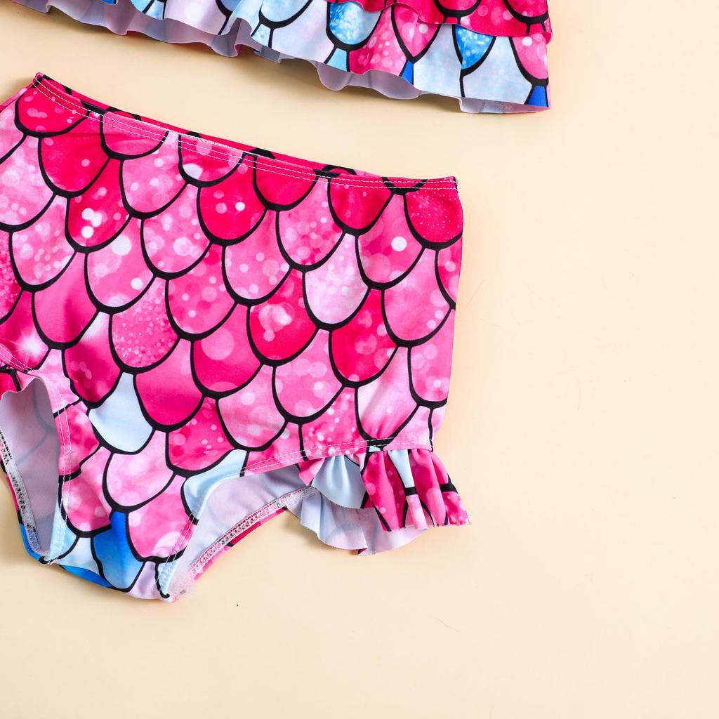 Exclusive Girls' Fish Scale Print Swimsuit Set