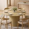 Round Dining Table for 4-6, 120 x 75 cm, Fluted Base, Natural Wood