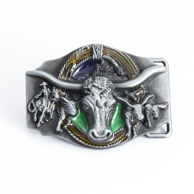 Western Cowboy Ethnic Style Bull Head Enamel Belt Buckle