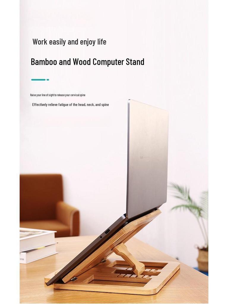 Portable Solid Wood Folding Stand for Laptops, Desktops, and Tablets
