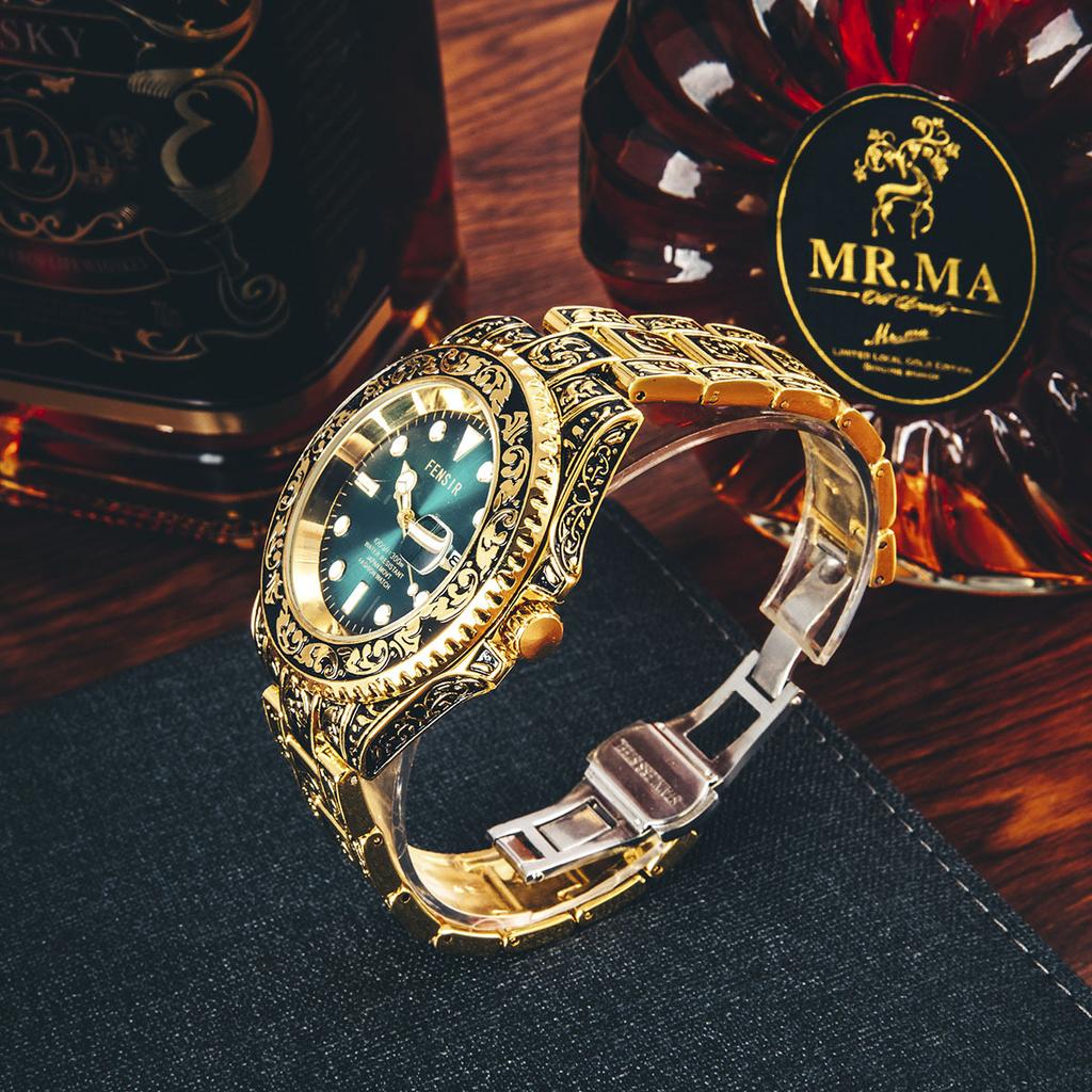 Men's Luxury Business Steel Watch 2025 Male Gifts Gradient Dial Auto Date,luminous Hands Quartz Watches For Man Relogio Masculino