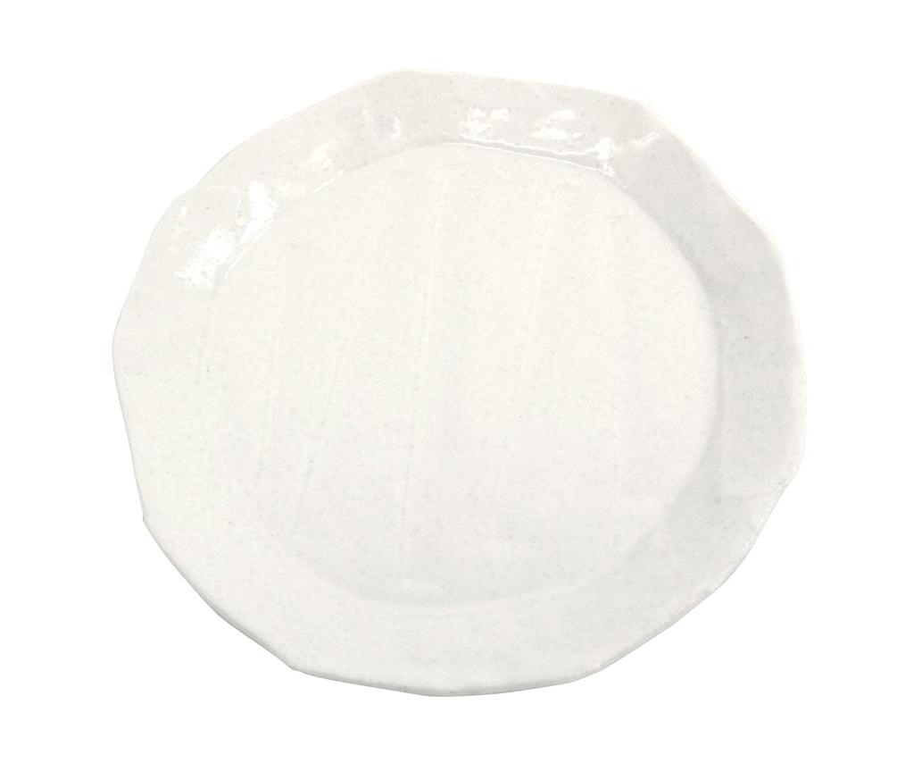 Mino Ware Japanese Cafe Series Wave Flower Large Plates, White, Set of 10 (Size: 21cm x 20.5cm x 2.4cm)
