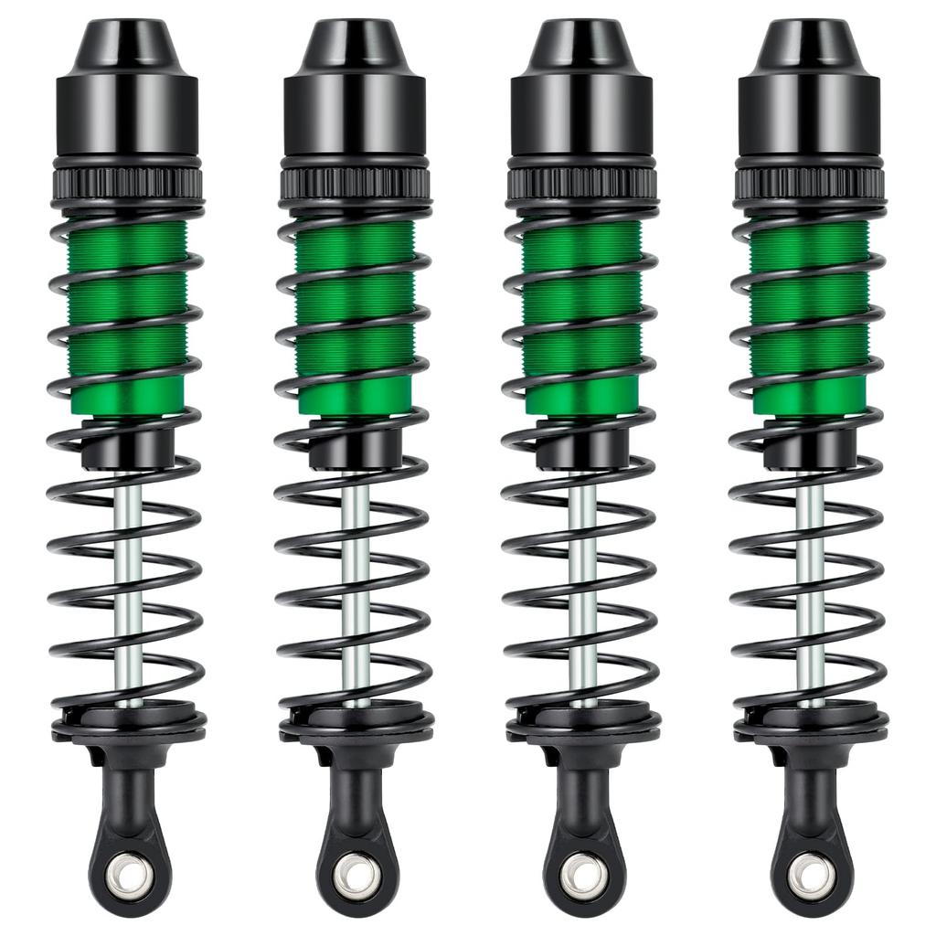 TRZX Aluminum Alloy Front and Rear Shock Absorbers, RC Damper Upgrade Parts for 112 Scale Tamiya 57409 Lunchbox RC Car (Green + Black)