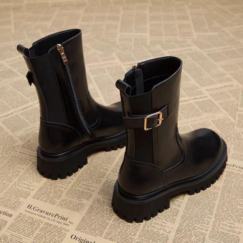 Fashion Leather Woman Short Shoes Warm Fleece-Lined Autumn Winter Booties Hot Chic and Elegant New Rock Goth In Pu Ankle Boots for Women