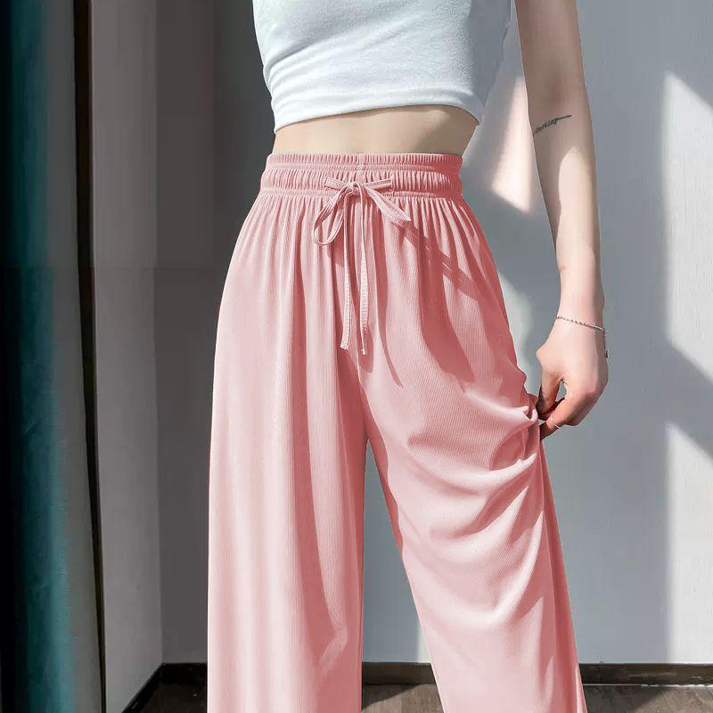 

Women s Summer Ice Silk Wide & Narrow Leg High-Waisted Loose Floor-Length Pants 3XL (145-160 jin)