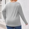 Womens Plus Size Long Sleeve Shirts  V Neck Tunic Tops Basic Loose Fit Tee Tops