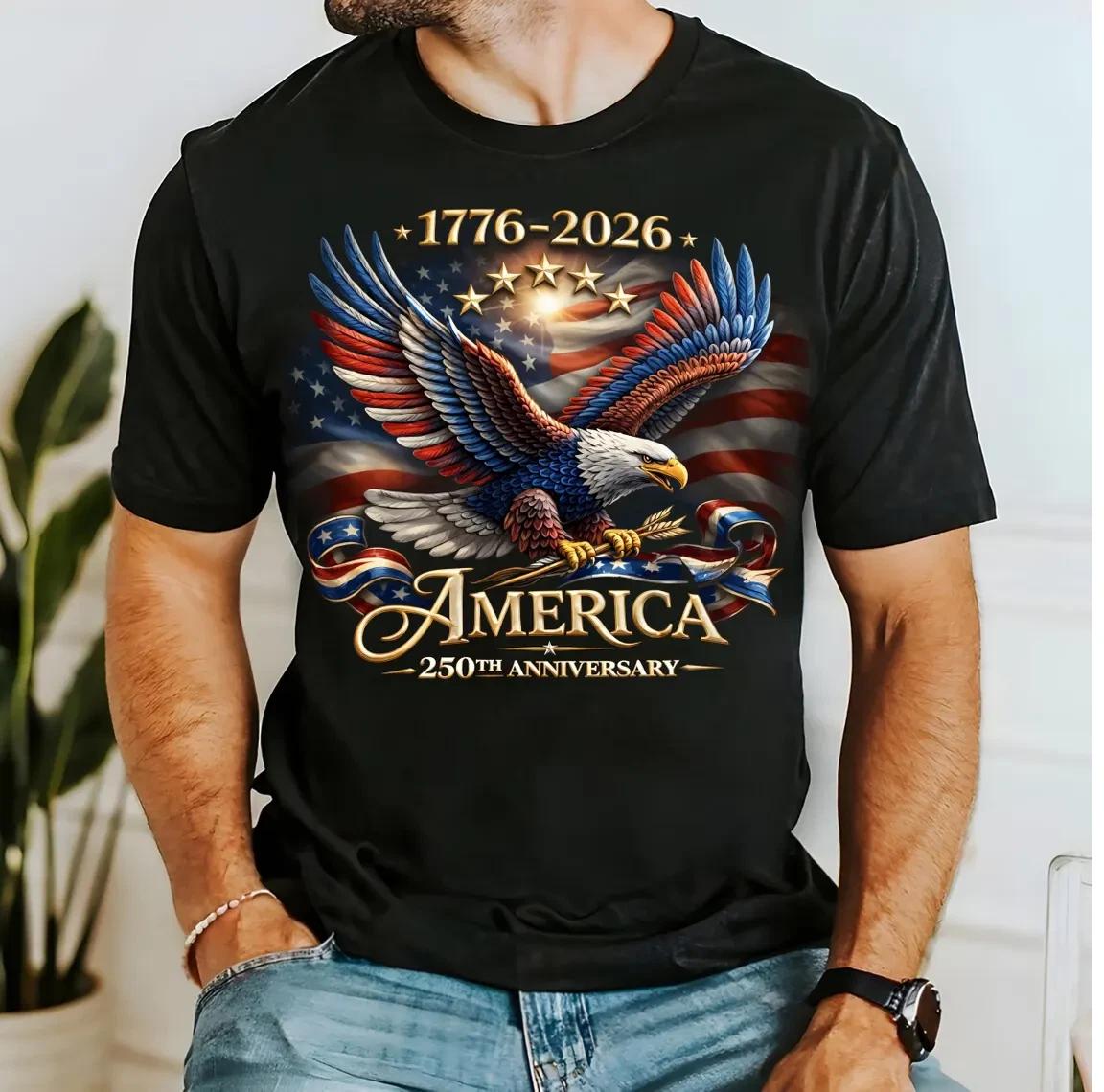 America 250th Anniversary America Patriotic Shirt, USA 250 Years Shirt L
