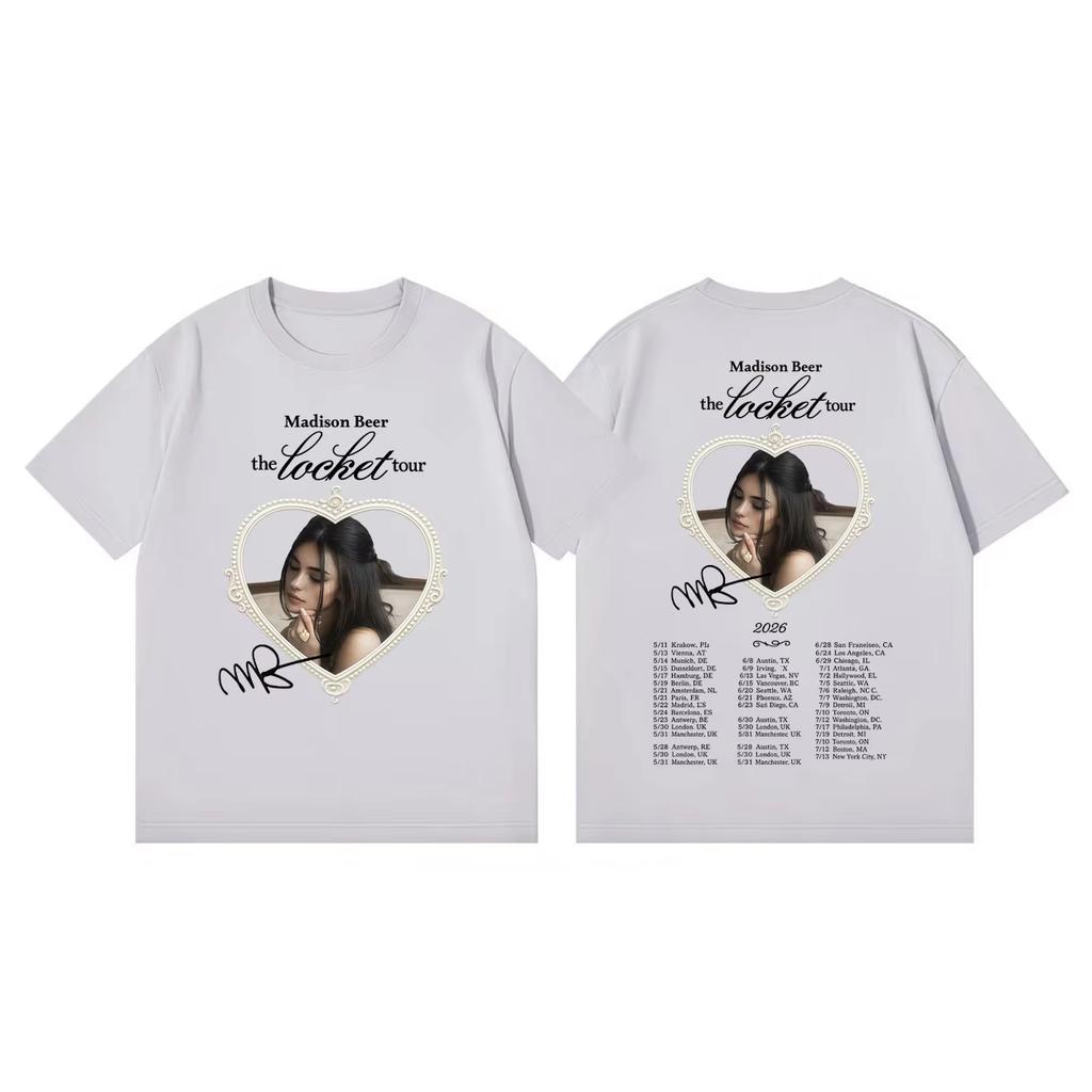 Madison Beer 2026 The Locket Tour Merch Unisex Pop Fashion Music Short Sleeve T-Shirt, Summer Casual Loose Pure Cotton T-shirt