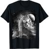 Wolf Family Howling Graphic Tee Black White Print Casual Round Neck Tshirt For Men