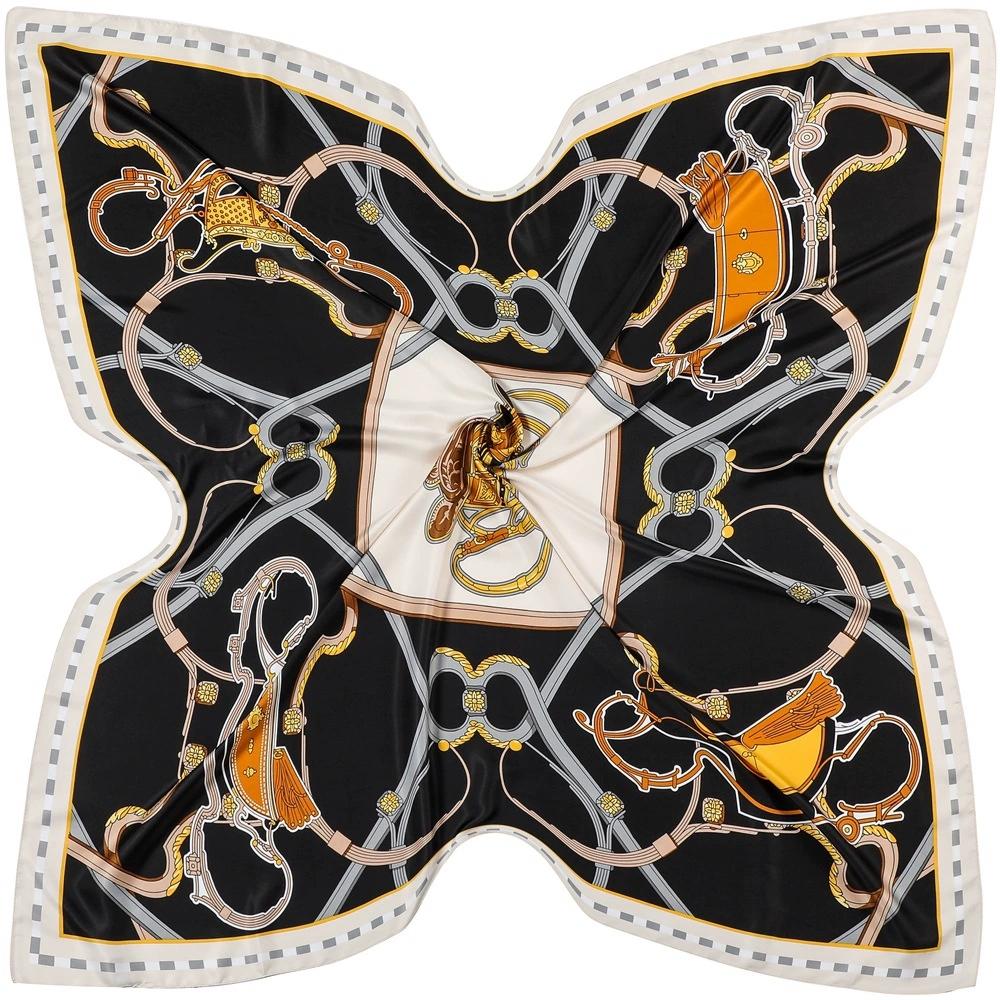 130cm Large Square Shawl European American New Style Chain Tassel Carriage Printed Versatile Twill Scarf For Women