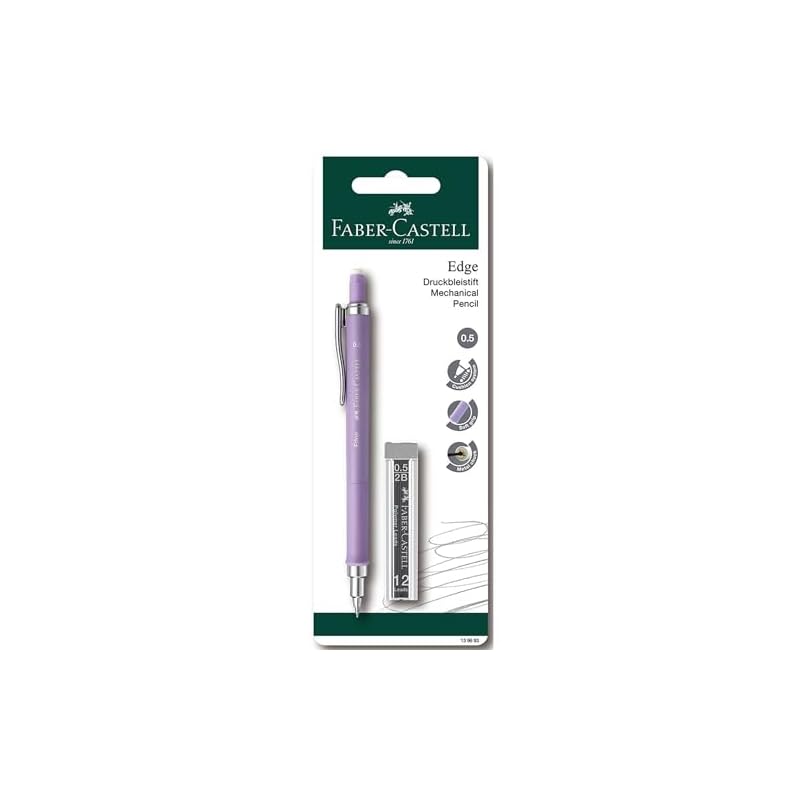 Faber-Castell Edge Mechanical Pencil, Pastel Purple, 0.5mm, with 12 Refills (27113013)