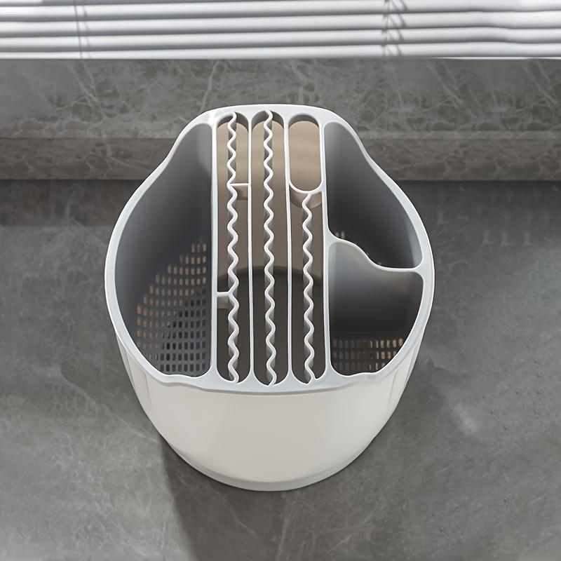 Rotating Kitchen Organizer with Drainage - 360° Spinning Utensil Holder for Knives, Forks & Chopsticks, Durable PP Material