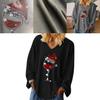 Stilvolles Damen Weihnachts-Weinglas T-Shirt V-Ausschnitt Langarm Bluse Tops