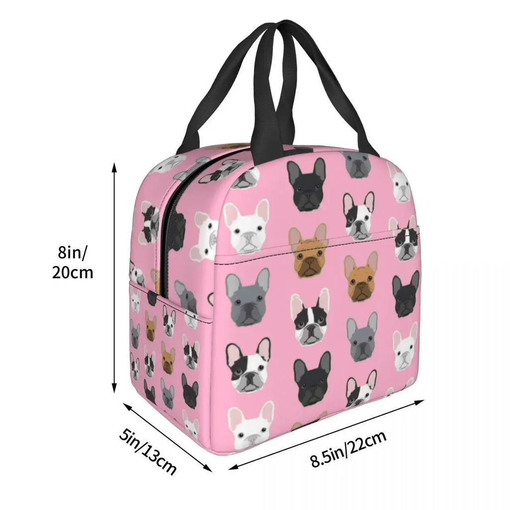 Französische Bulldogge Lunchboxen für Damen Wasserdicht Niedlicher Hund Thermokühltasche Lebensmittel Isoliert Lunchtasche Schule Kinder Schüler