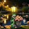 Weatherproof Frog Statue Solar Light Resin Solar Frog Lamp Frog Plant Pot  Light  Lawn Decor