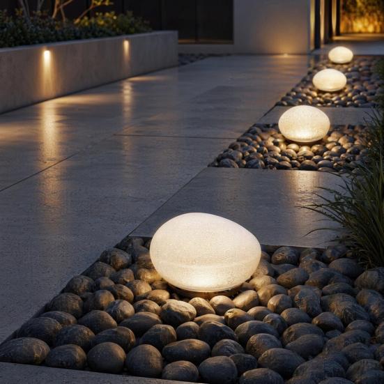 Solar Cobblestone Pathway Light, Garden Rock Solar LED Light, Waterproof Outdoor Stone Light for Patio Lawn Yard Porch