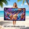 Music Guitar Theme Beach Towel Personalized Custom Name & Text Soft Quick Dry Beach Towel for Swimming Travel