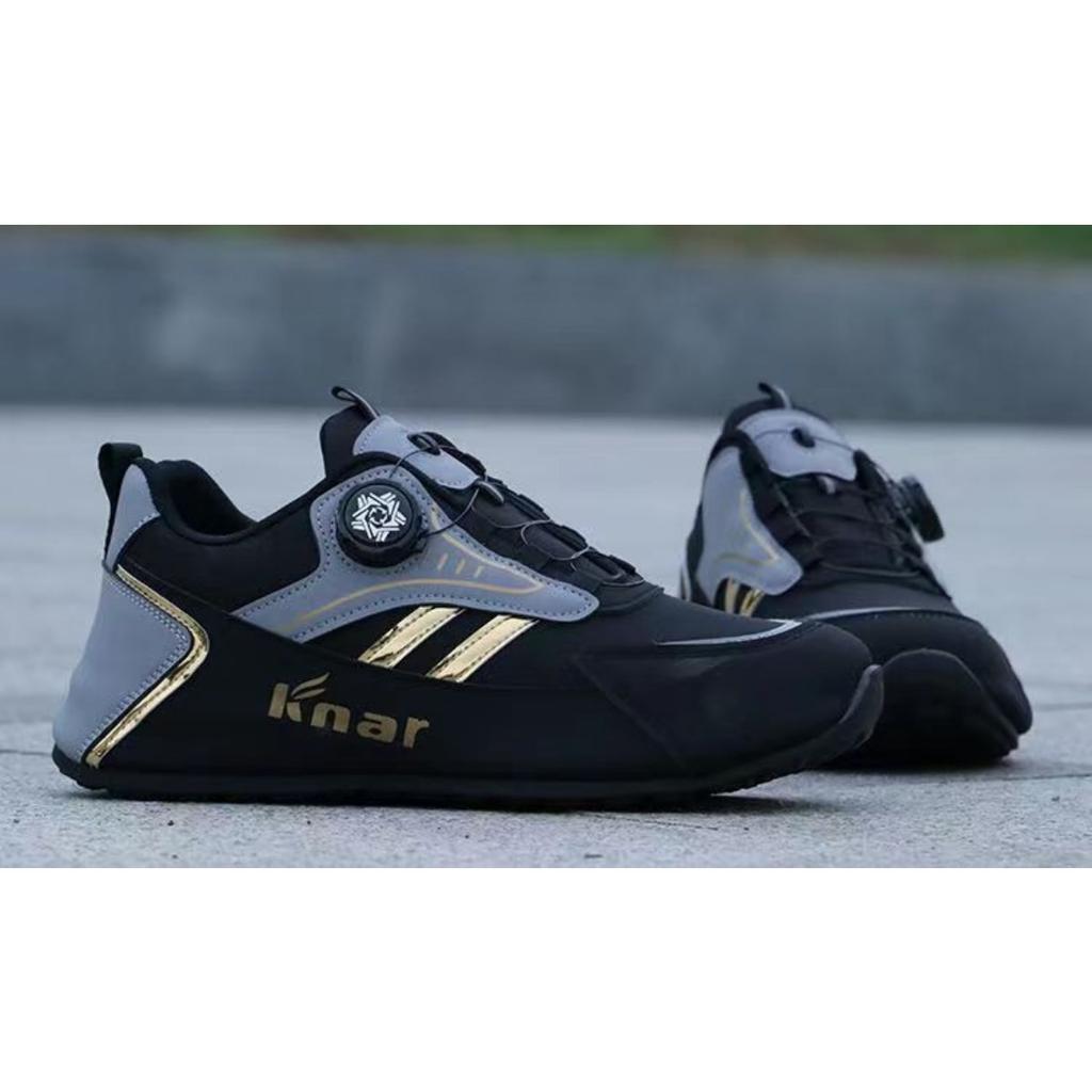 Men's Breathable Laceless Sneakers - Fashionable Black and Blue Sneakers with Rotating Buckles, Lightweight Soft Bottom