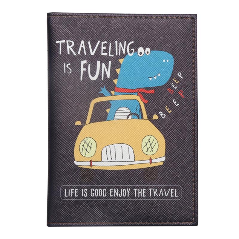 Cartoon Dinosaur Crocodile Passport Holder Faux Leather – Travel Organizer and Card Sleeve
